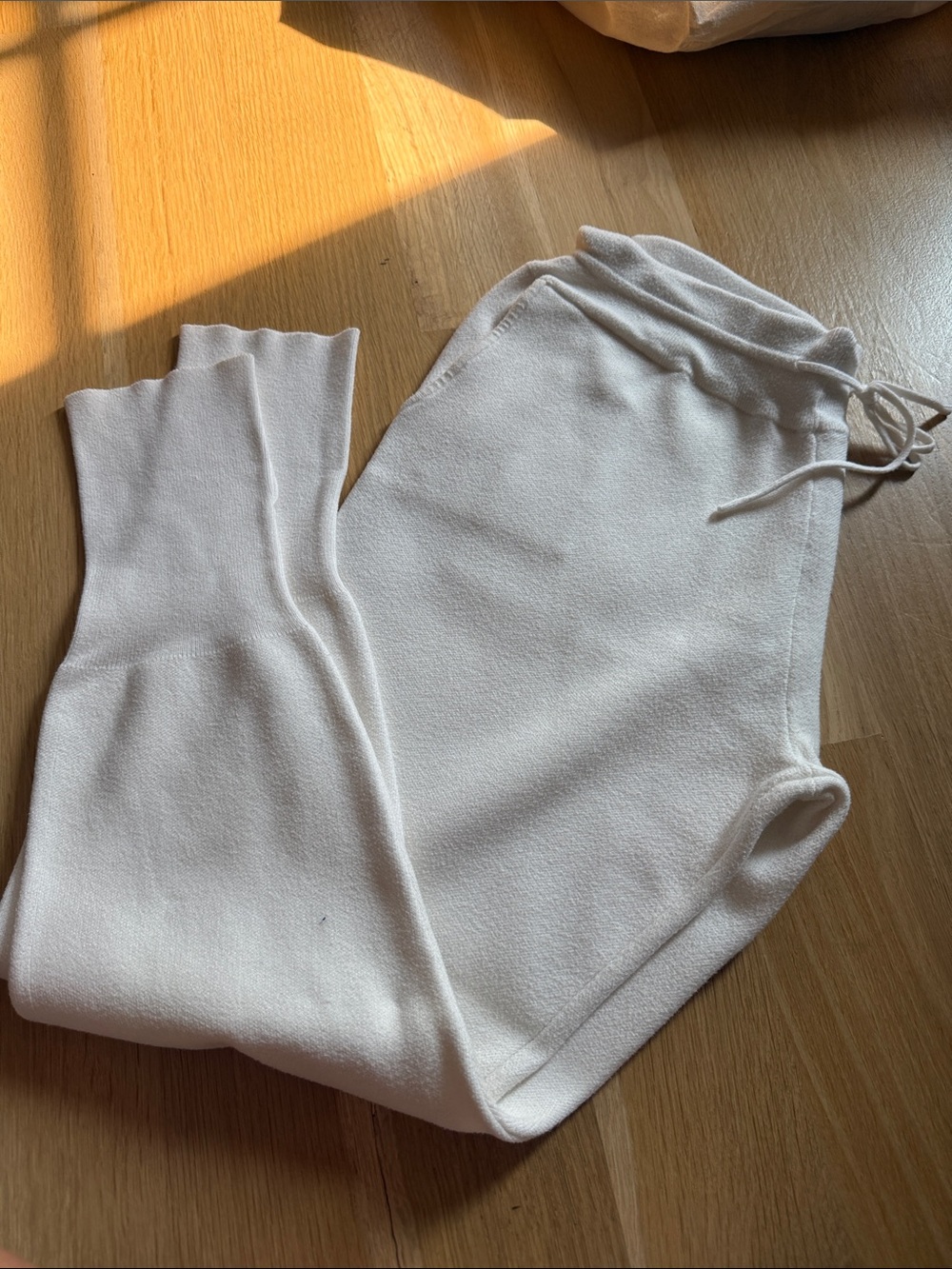 Zara Cream Knit Drawstring Joggers - Picture 3 of 4